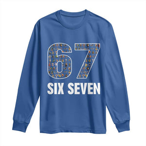 Funny 67 Six Seven Italian Brainrot Gen Alpha Meme Long Sleeve Shirt TS11 Royal Blue Print Your Wear