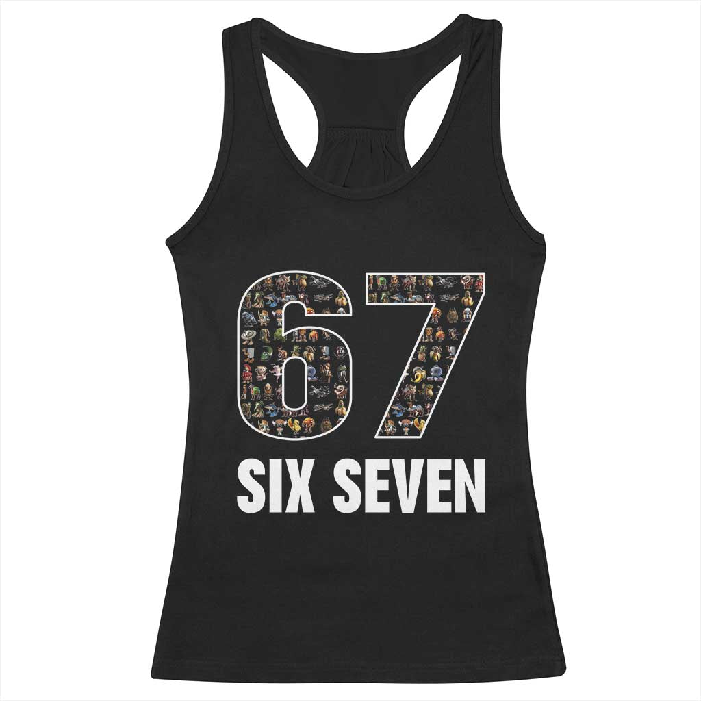 Funny 67 Six Seven Italian Brainrot Gen Alpha Meme Racerback Tank Top TS11 Black Print Your Wear