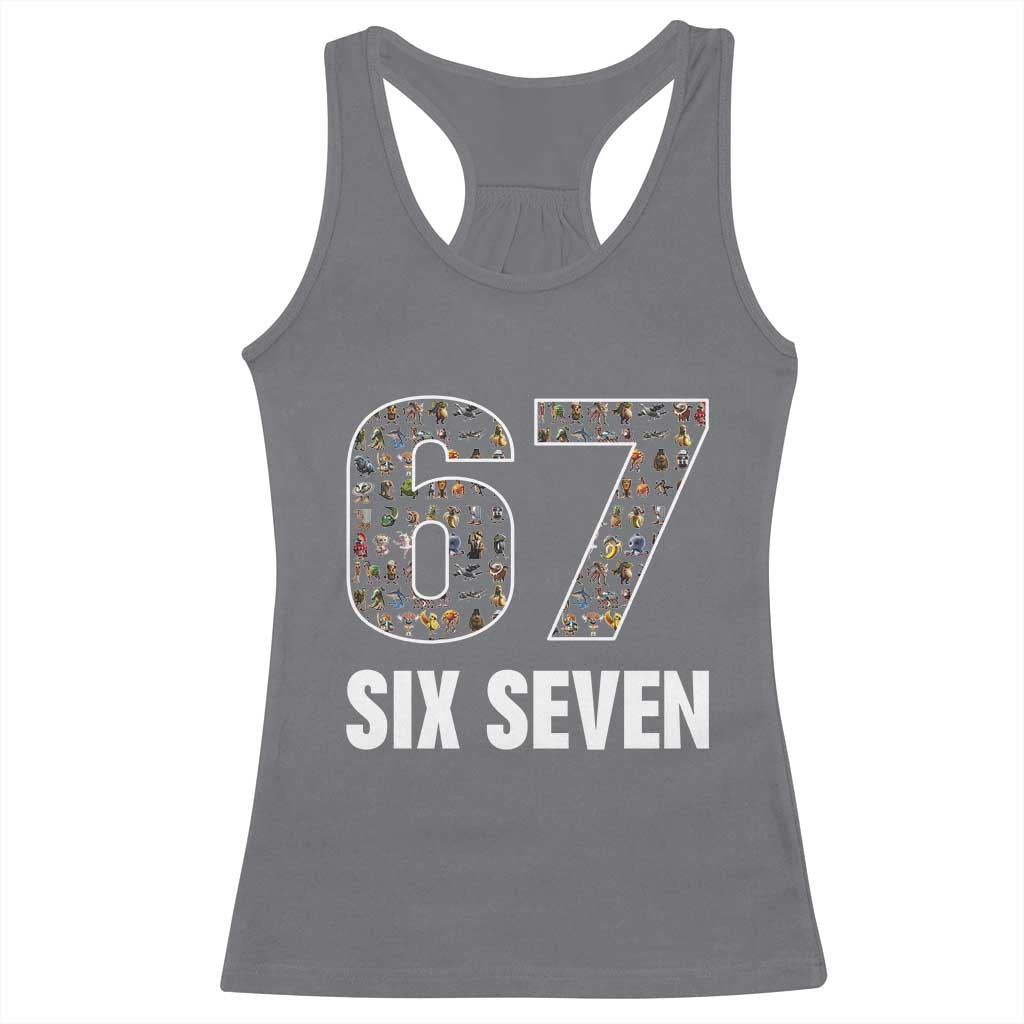 Funny 67 Six Seven Italian Brainrot Gen Alpha Meme Racerback Tank Top TS11 Charcoal Print Your Wear
