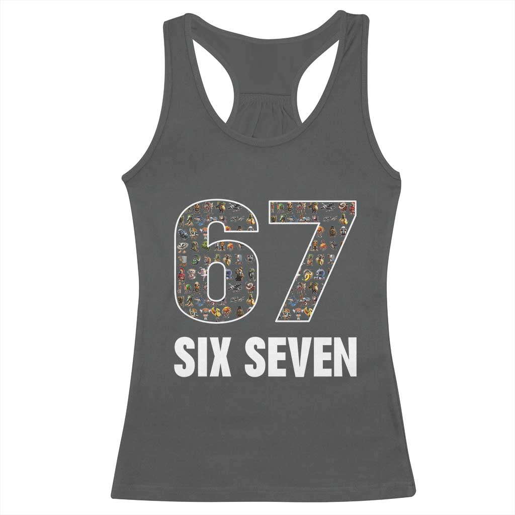 Funny 67 Six Seven Italian Brainrot Gen Alpha Meme Racerback Tank Top TS11 Dark Heather Print Your Wear