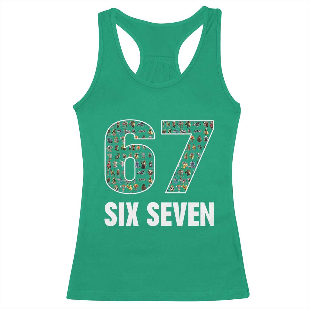 Funny 67 Six Seven Italian Brainrot Gen Alpha Meme Racerback Tank Top TS11 Irish Green Print Your Wear