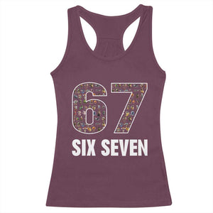 Funny 67 Six Seven Italian Brainrot Gen Alpha Meme Racerback Tank Top TS11 Maroon Print Your Wear