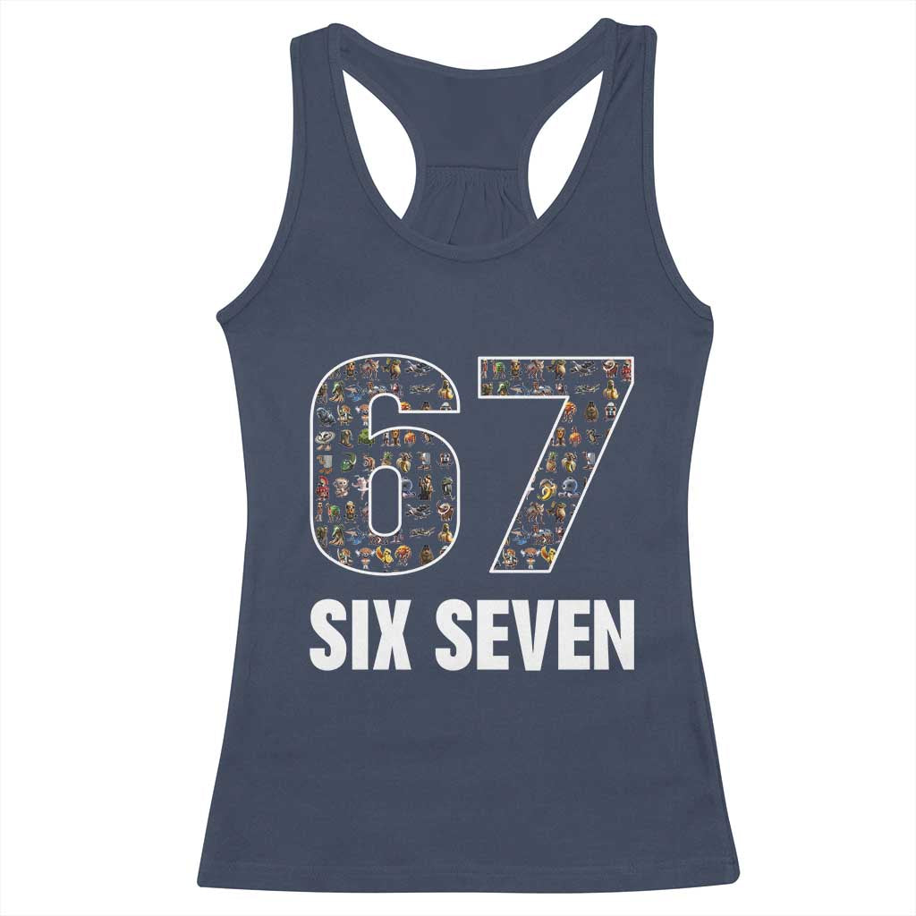 Funny 67 Six Seven Italian Brainrot Gen Alpha Meme Racerback Tank Top TS11 Navy Print Your Wear