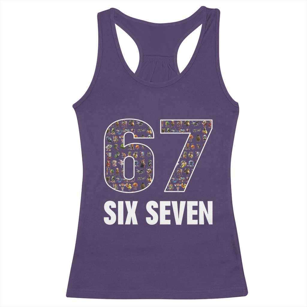 Funny 67 Six Seven Italian Brainrot Gen Alpha Meme Racerback Tank Top TS11 Purple Print Your Wear