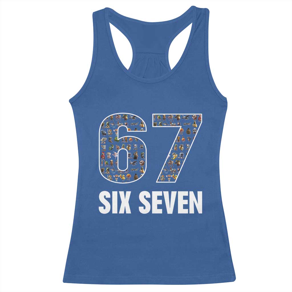Funny 67 Six Seven Italian Brainrot Gen Alpha Meme Racerback Tank Top TS11 Royal Blue Print Your Wear