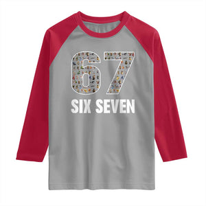 Funny 67 Six Seven Italian Brainrot Gen Alpha Meme Raglan Shirt TS11 Sport Gray Red Print Your Wear