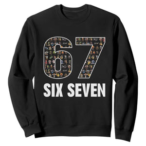 Funny 67 Six Seven Italian Brainrot Gen Alpha Meme Sweatshirt TS11 Black Print Your Wear