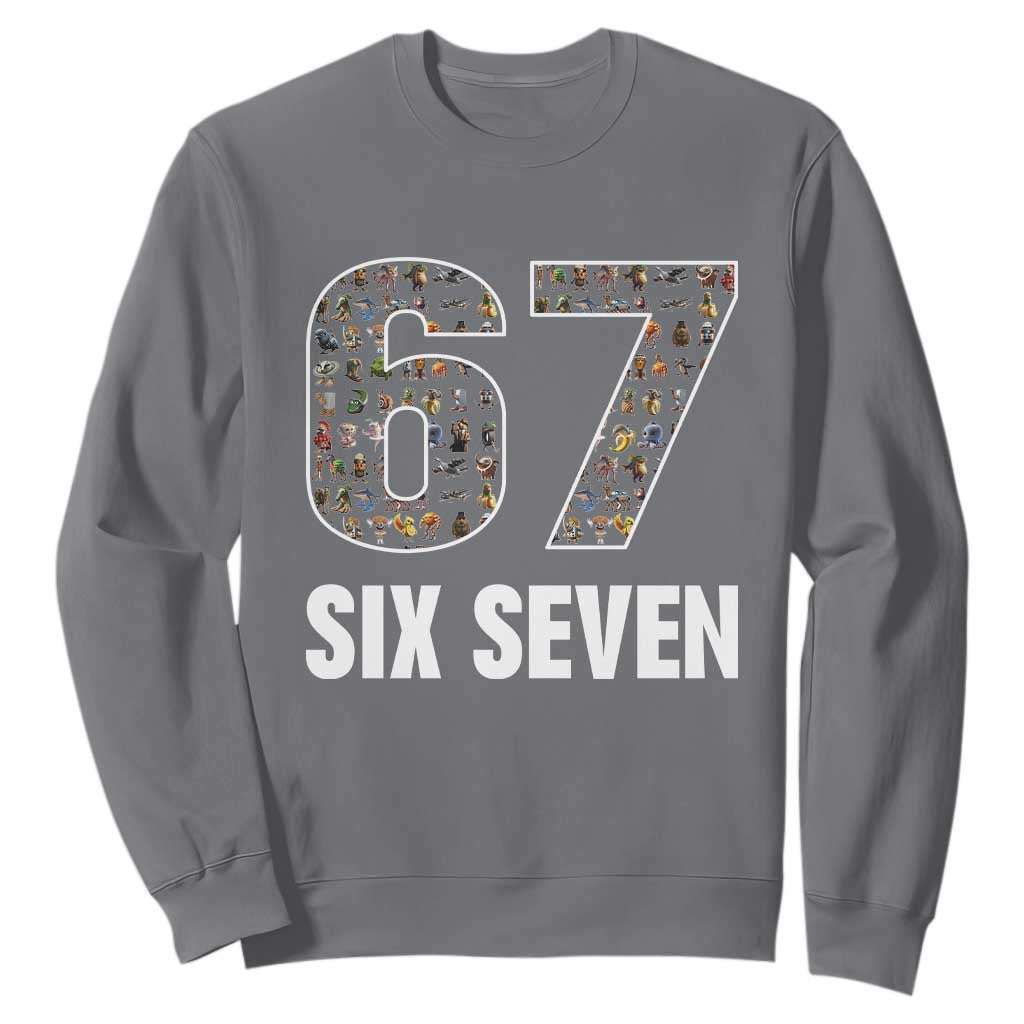 Funny 67 Six Seven Italian Brainrot Gen Alpha Meme Sweatshirt TS11 Charcoal Print Your Wear