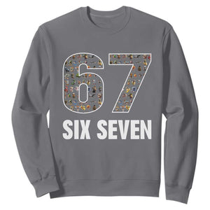 Funny 67 Six Seven Italian Brainrot Gen Alpha Meme Sweatshirt TS11 Charcoal Print Your Wear