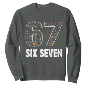 Funny 67 Six Seven Italian Brainrot Gen Alpha Meme Sweatshirt TS11 Dark Heather Print Your Wear