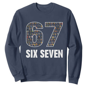 Funny 67 Six Seven Italian Brainrot Gen Alpha Meme Sweatshirt TS11 Navy Print Your Wear