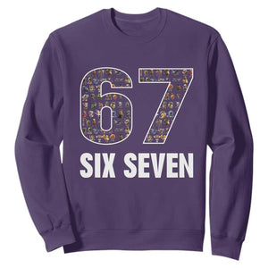 Funny 67 Six Seven Italian Brainrot Gen Alpha Meme Sweatshirt TS11 Purple Print Your Wear