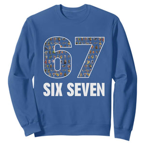 Funny 67 Six Seven Italian Brainrot Gen Alpha Meme Sweatshirt TS11 Royal Blue Print Your Wear