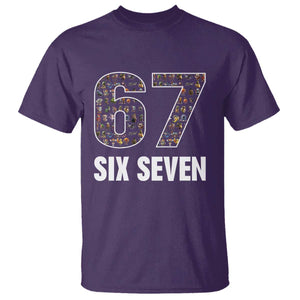 Funny 67 Six Seven Italian Brainrot Gen Alpha Meme T Shirt TS11 Purple Print Your Wear