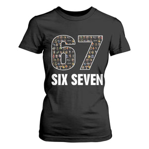 Funny 67 Six Seven Italian Brainrot Gen Alpha Meme T Shirt For Women TS11 Black Print Your Wear