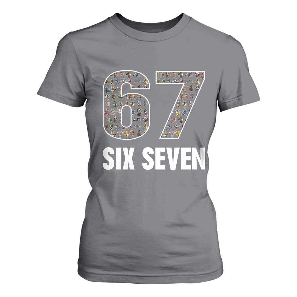 Funny 67 Six Seven Italian Brainrot Gen Alpha Meme T Shirt For Women TS11 Charcoal Print Your Wear