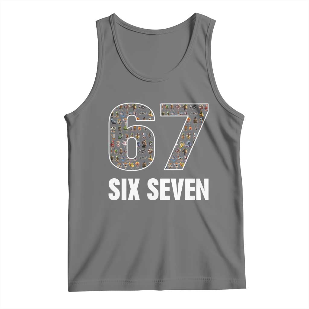 Funny 67 Six Seven Italian Brainrot Gen Alpha Meme Tank Top TS11 Black Heather Print Your Wear