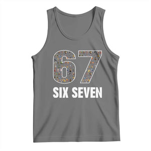 Funny 67 Six Seven Italian Brainrot Gen Alpha Meme Tank Top TS11 Black Heather Print Your Wear