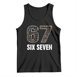 Funny 67 Six Seven Italian Brainrot Gen Alpha Meme Tank Top TS11 Black Print Your Wear