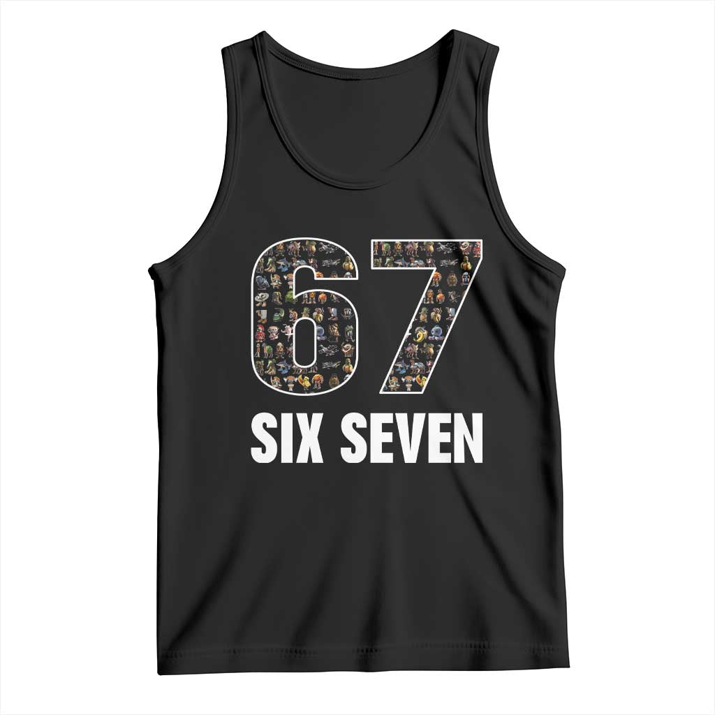 Funny 67 Six Seven Italian Brainrot Gen Alpha Meme Tank Top TS11 Black Print Your Wear