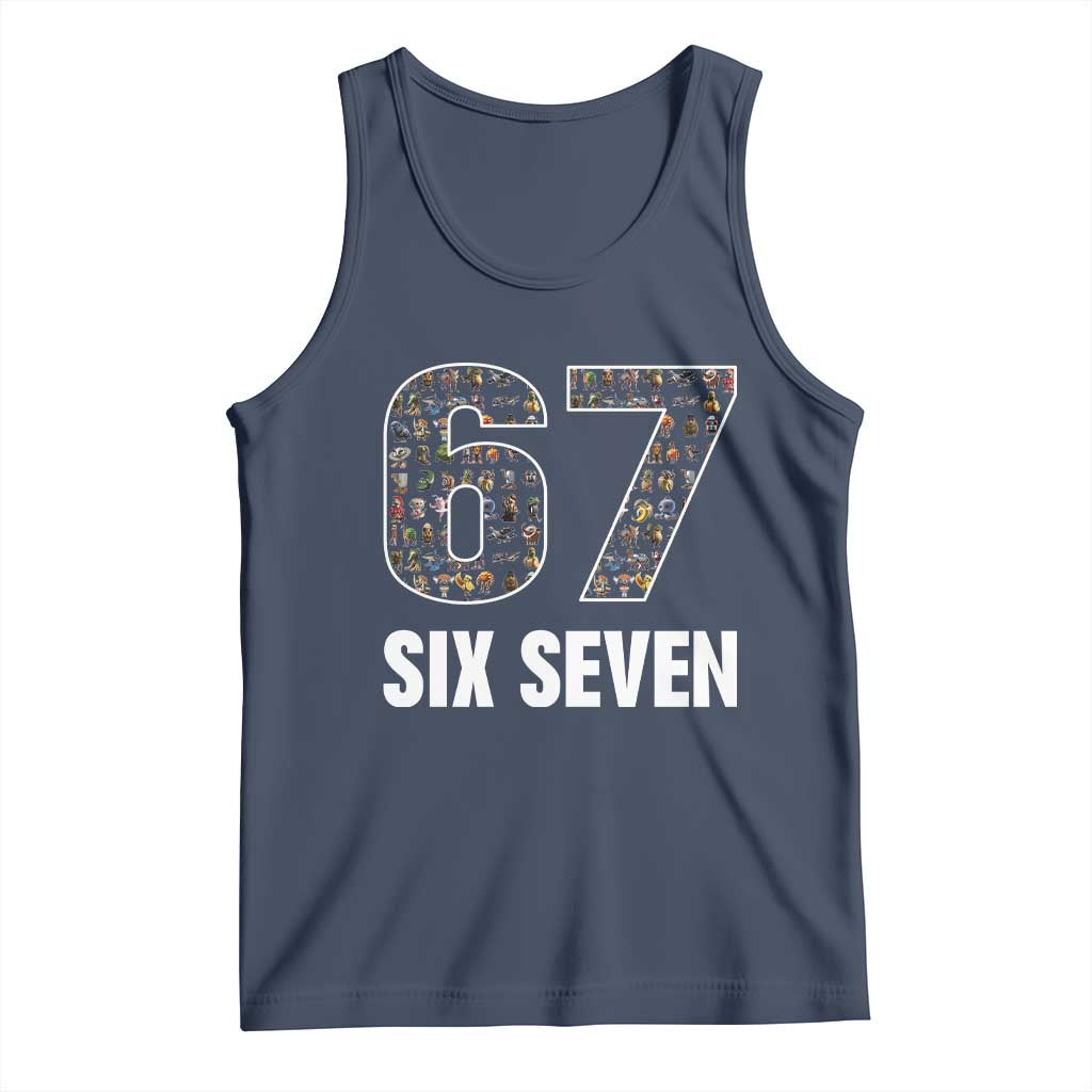 Funny 67 Six Seven Italian Brainrot Gen Alpha Meme Tank Top TS11 Navy Print Your Wear