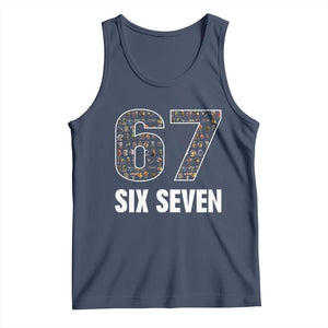 Funny 67 Six Seven Italian Brainrot Gen Alpha Meme Tank Top TS11 Navy Print Your Wear