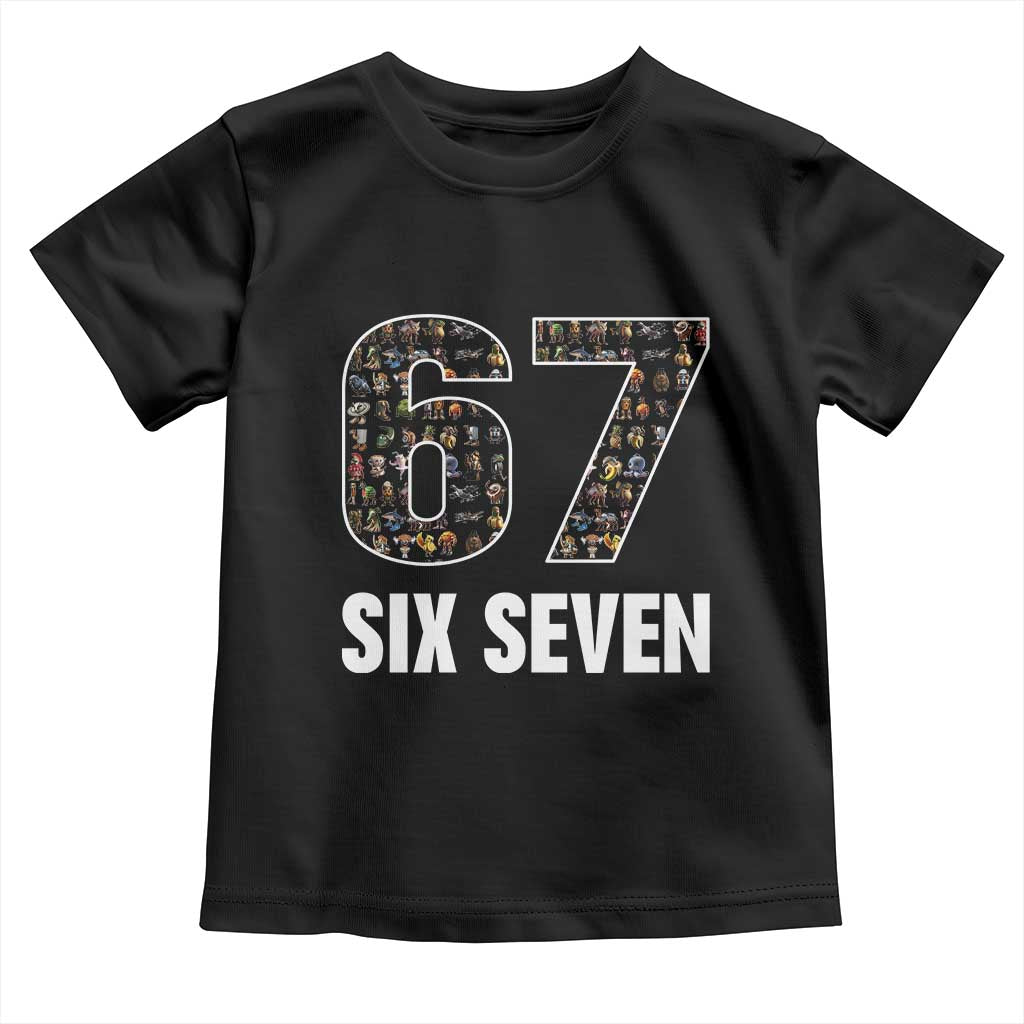 Funny 67 Six Seven Italian Brainrot Gen Alpha Meme Toddler T Shirt TS11 Black Print Your Wear