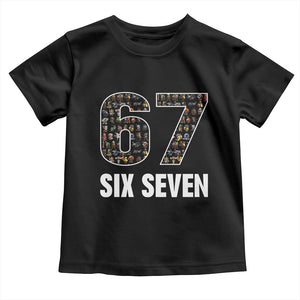 Funny 67 Six Seven Italian Brainrot Gen Alpha Meme Toddler T Shirt TS11 Black Print Your Wear