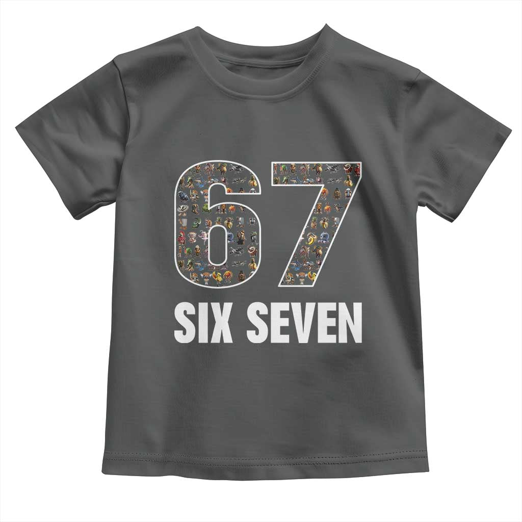 Funny 67 Six Seven Italian Brainrot Gen Alpha Meme Toddler T Shirt TS11 Dark Heather Print Your Wear