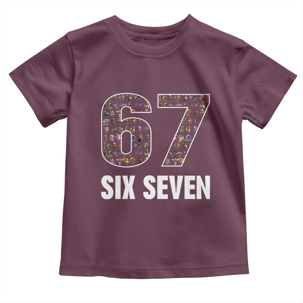 Funny 67 Six Seven Italian Brainrot Gen Alpha Meme Toddler T Shirt TS11 Maroon Print Your Wear