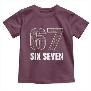 Funny 67 Six Seven Italian Brainrot Gen Alpha Meme Toddler T Shirt TS11 Maroon Print Your Wear