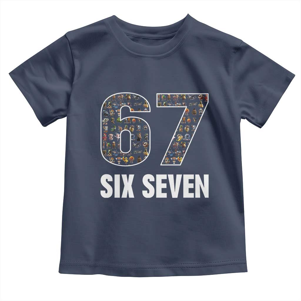 Funny 67 Six Seven Italian Brainrot Gen Alpha Meme Toddler T Shirt TS11 Navy Print Your Wear