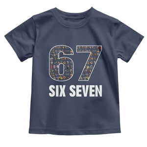 Funny 67 Six Seven Italian Brainrot Gen Alpha Meme Toddler T Shirt TS11 Navy Print Your Wear