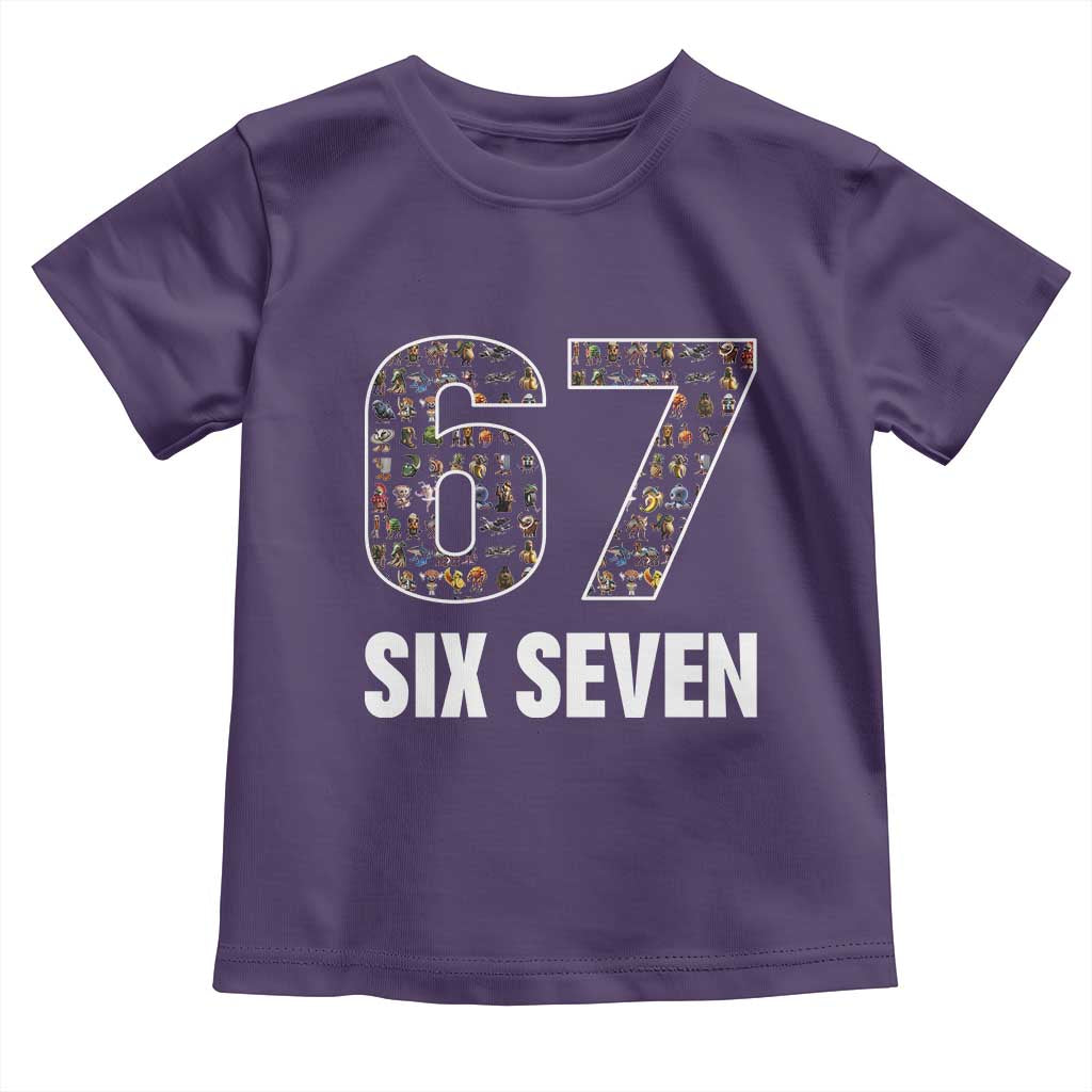 Funny 67 Six Seven Italian Brainrot Gen Alpha Meme Toddler T Shirt TS11 Purple Print Your Wear