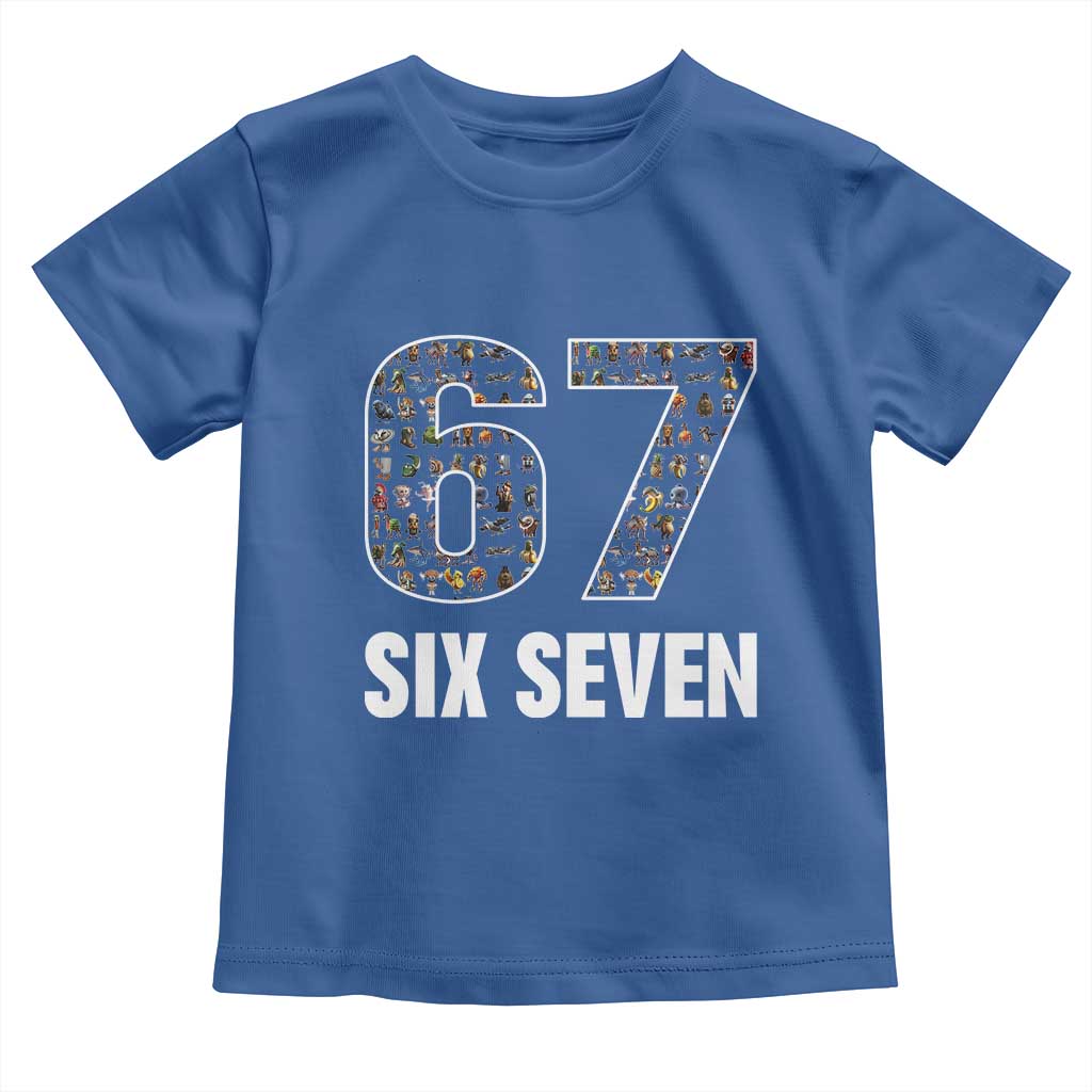 Funny 67 Six Seven Italian Brainrot Gen Alpha Meme Toddler T Shirt TS11 Royal Blue Print Your Wear