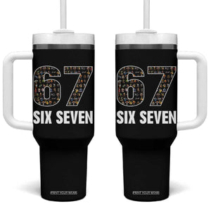 Funny 67 Six Seven Italian Brainrot Gen Alpha Meme Tumbler With Handle TS11 One Size: 40 oz Black Print Your Wear