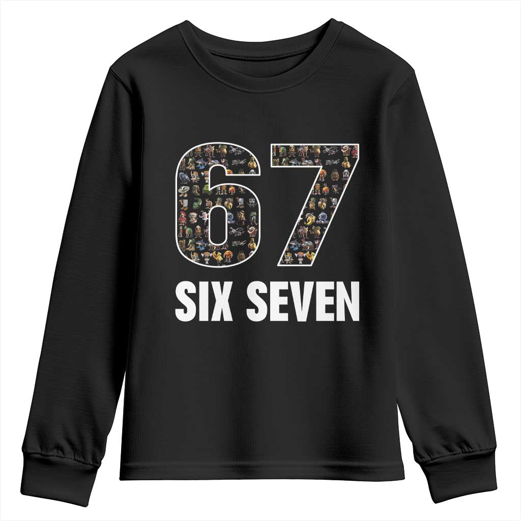 Funny 67 Six Seven Italian Brainrot Gen Alpha Meme Youth Sweatshirt TS11 Black Print Your Wear