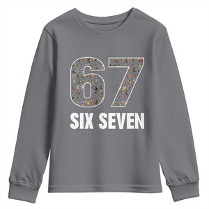 Funny 67 Six Seven Italian Brainrot Gen Alpha Meme Youth Sweatshirt TS11 Charcoal Print Your Wear