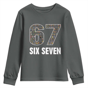 Funny 67 Six Seven Italian Brainrot Gen Alpha Meme Youth Sweatshirt TS11 Dark Heather Print Your Wear