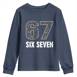 Funny 67 Six Seven Italian Brainrot Gen Alpha Meme Youth Sweatshirt TS11 Navy Print Your Wear