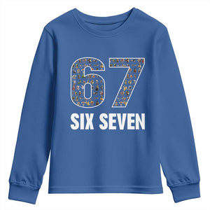 Funny 67 Six Seven Italian Brainrot Gen Alpha Meme Youth Sweatshirt TS11 Royal Blue Print Your Wear