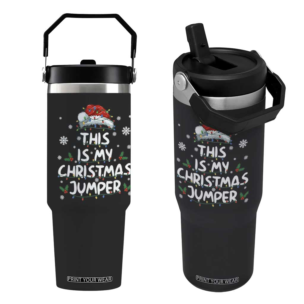 Funny British Christmas Flip Straw Tumbler This Is My Christmas Jumper TS11 One Size: 30 oz Black Print Your Wear