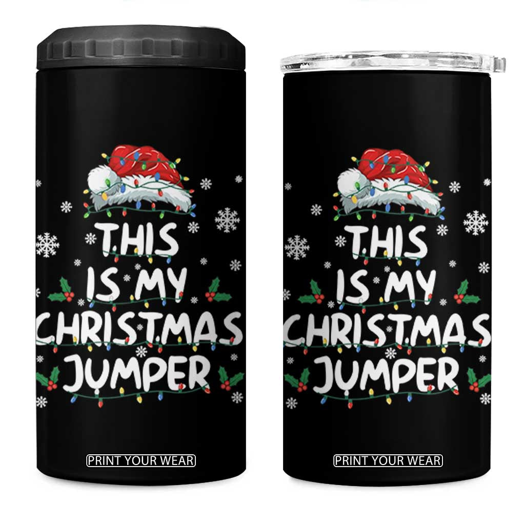 Funny British Christmas 4 in 1 Can Cooler Tumbler This Is My Christmas Jumper TS11 One Size: 16 oz Black Print Your Wear