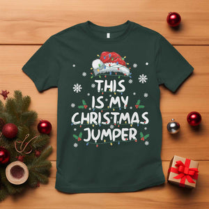 Funny British Christmas T Shirt This Is My Christmas Jumper TS11 Dark Forest Green Print Your Wear