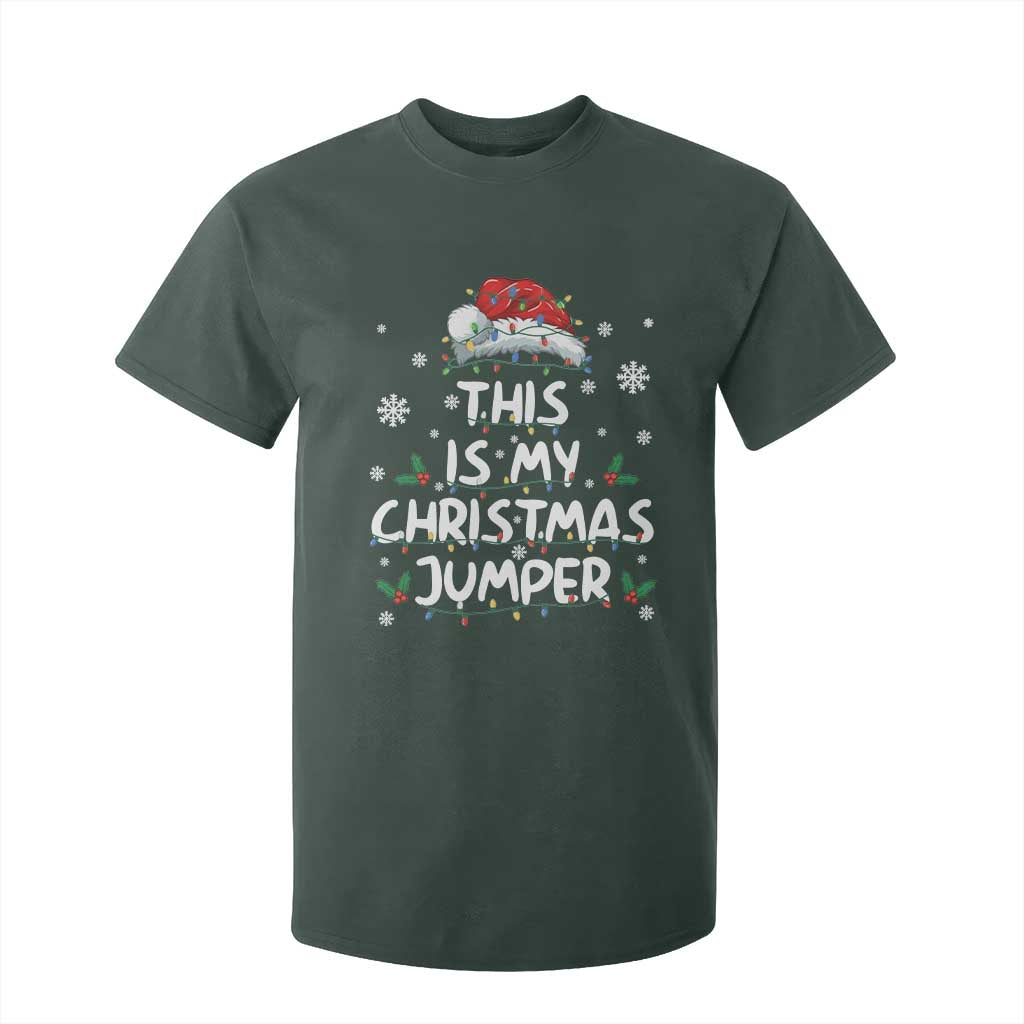 Funny British Christmas T Shirt For Kid This Is My Christmas Jumper TS11 Dark Forest Green Print Your Wear