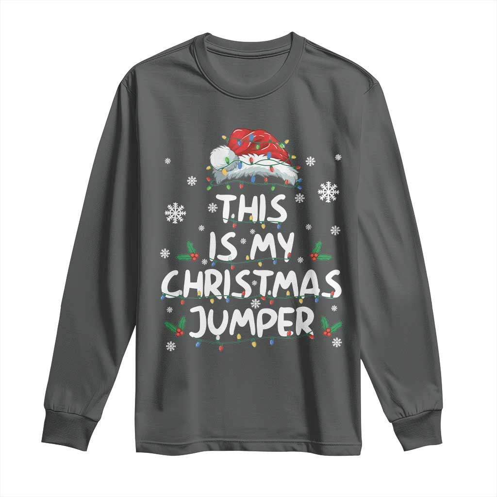 Funny British Christmas Long Sleeve Shirt This Is My Christmas Jumper TS11 Dark Heather Print Your Wear