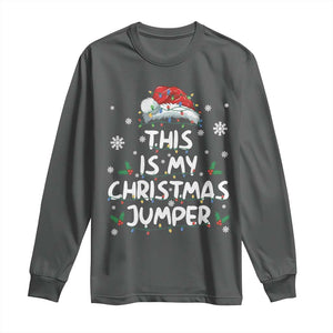 Funny British Christmas Long Sleeve Shirt This Is My Christmas Jumper TS11 Dark Heather Print Your Wear