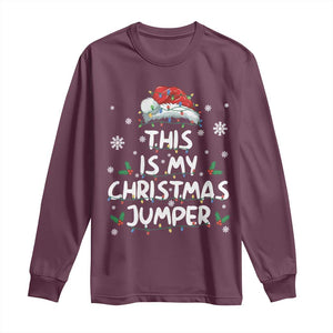 Funny British Christmas Long Sleeve Shirt This Is My Christmas Jumper TS11 Maroon Print Your Wear