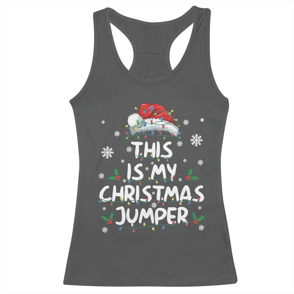 Funny British Christmas Racerback Tank Top This Is My Christmas Jumper TS11 Dark Heather Print Your Wear