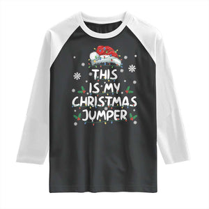 Funny British Christmas Raglan Shirt This Is My Christmas Jumper TS11 Black White Print Your Wear